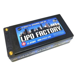 Lipo Factory LF4023  LiPo Factory 2S 7.4v 4300mah 60C LiPo Shorty w/ 5mm Bullets