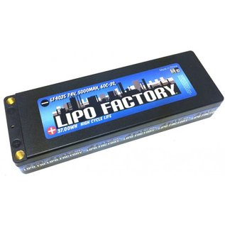 Lipo Factory LF4025  LiPo Factory 2S 7.4v 5000mah 60C LiPo w/ 5mm Bullets