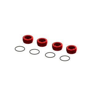 Arrma ARA320467  Red Alum. Front Hub Nut w/ O-Rings (4)