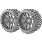SWEEP C1002B  Terrain Crusher Belted Tires preglued on Black  Wheels 2pcs set