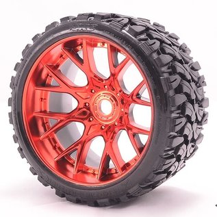 SWEEP C1002R  Red Terrain Crusher Monster Truck 17mm Belted Tire (2)