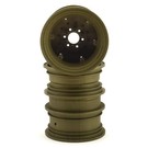 J Concepts JCO3388G  Krimson Dually 2.6" Dual Truck Wheels w/Adaptors, Covers, Olive/Gold (2pcs)