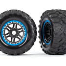 Traxxas TRA8972A Rugged Maxx Black & Blue Beadlock Wheels & Tires 17mm Hex (2)