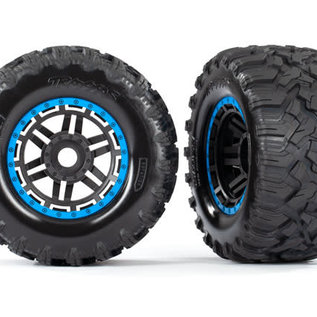 Traxxas TRA8972A  Maxx Black & Blue Beadlock Style Wheels & Tires (17 Hex) (2)