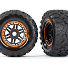 Traxxas TRA8972T  Rugged Maxx Black & Orange Beadlock Style Wheels & Tires (17mm Hex) (2)