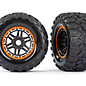 Traxxas TRA8972T  Rugged Maxx Black & Orange Beadlock Style Wheels & Tires (17mm Hex) (2)