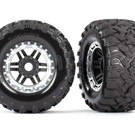 Traxxas TRA8972X  Rugged Maxx Black & Chrome Beadlock Style WHeels & Tires (17mm Hex) (2)
