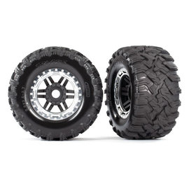 Traxxas TRA8972X  Rugged Maxx Black & Chrome Beadlock Style WHeels & Tires (17mm Hex) (2)