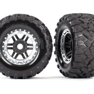 Traxxas TRA8972X  Rugged Maxx Black & Chrome Beadlock Style WHeels & Tires (17mm Hex) (2)
