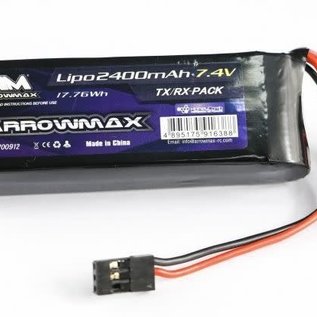 Arrowmax AM-700912 AM Lipo 2400mAh 2S TX/RX 7.4V Flat Pack