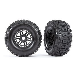 Traxxas TRA8973  Black SledgeHammer Tires & Dual Profile Wheels (17mm Hex) (2)