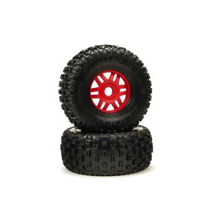 Arrma ARA550065  DBoots Red 'Fortress' Tyre Set (2) 17mm Hex