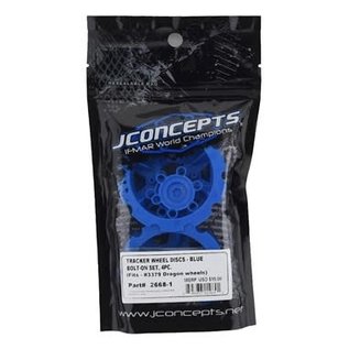 J Concepts JCO2668-1  Blue "Tracker" Monster Truck Wheel Mock Beadlock Rings (4)