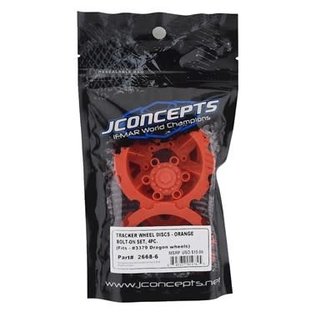 J Concepts JCO2668-6  Orange "Tracker" Monster Truck Wheel Mock Beadlock Rings (4)
