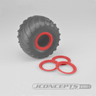 J Concepts JCO2651-7  Red Tribute Wheel Mock Beadlock Rings, Glue-on-Set