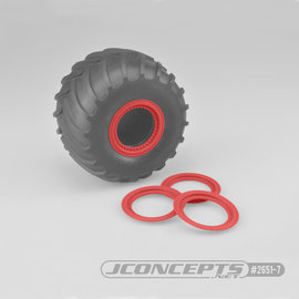 J Concepts JCO2651-7  Red Tribute Wheel Mock Beadlock Rings, Glue-on-Set