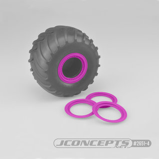 J Concepts JCO2651-4  Pink Tribute Wheel Mock Beadlock Rings, Glue-on-Set (4pcs)