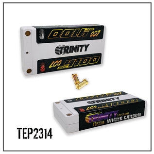 Trinity TEP2314  White Carbon 2S 7.4v 4100mAh 120C LCG Shorty LiPo Battery / 5mm Bullets