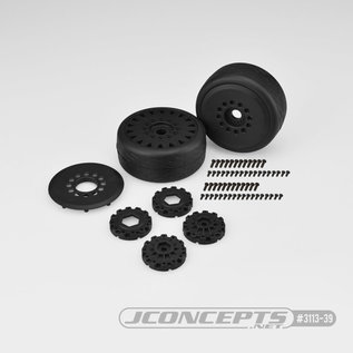 J Concepts JCO3113-39  Black Speed Fangs - Belted, Pre-mounted on Cheetah Wheels - 3113-39