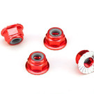 Traxxas TRA1747A  4mm Red Aluminum Flanged Locking Serrated Nuts (4)