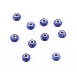 Team Associated ASC25392  Blue 3mm Aluminum Flanged Locknut (10)