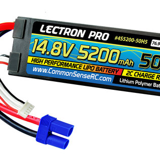 Lectron Pro 4S5200-50H5  Lectron Pro Hard Case 4S 14.8v 5200mAh 50C LiPo Battery w/ EC5 Plug