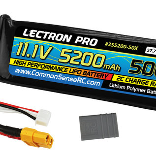 Lectron Pro 3S5200-50X  Lectron Pro 3S 11.1v 5200mAh 50C LiPo w/ XT60 Plug & Adaptor