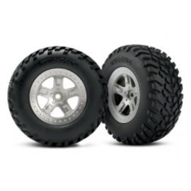 Traxxas TRA5873   TSM Rated Tires & SCT Wheels Satin Chrome Wheels (2)