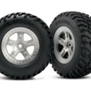 Traxxas TRA5873   TSM Rated Tires & SCT Wheels Satin Chrome Wheels (2)