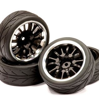 Integy C23821BLACKSILVER  Silver 14 Spoke Realistic Alloy Wheel, Insert & Tire (4)