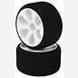 JACO JAC2701  Blue Jaco 1/12 Foam Front Tires Mounted On "Prism" White Wheels (2)