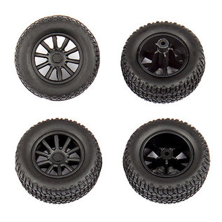 Team Associated ASC21426  SC28 Mounted Front and Rear Wheels and Tires