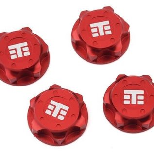 Tekno RC TKR5116BR – Wheel Nuts (T Logo, 17mm, serrated, red ano, M12x1.0, 4pcs)