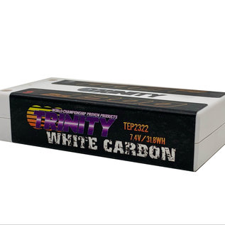 Trinity TEP2322  White Carbon 2S 7.4v 4300mAh 130c Shorty LiPo w/ 5mm Bullets