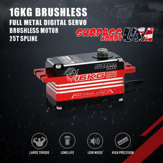 Surpass Hobby USA S1600BL  Digital Brushless Servo 16KG/222oz .07/7.4v  Low Profile Full Metal