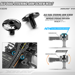 Xray XRA302590 Xray X4 T4 Aluminum Dual Steering Arm Screw M3x7 - Swiss 7075 T6 (2)