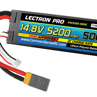 Lectron Pro 4S5200-50HX  Lectron Pro Hard Case 4S 14.8v 5200mAh 50C LiPo Battery w/  Traxxas Plug