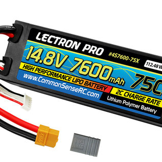 Lectron Pro 4S7600-75X  Lectron Pro 4S 14.8v 7600mAh 75C LiPo Battery w/ TX