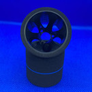 JACO JAC2838-S   Blue Stripe Spec Jaco 1/12 Foam Rear Tires Mounted On "Prism" Black Wheels (2)