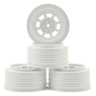 DE Racing DERDS4AW  White Speedway SC Dirt Oval Wheels (4) (+3mm Offset)