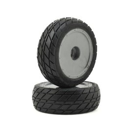 Custom Works R/C CSW6436  Sticker Front Pre-Mounted Dirt Oval Tires (2) w/Orange Insert HB
