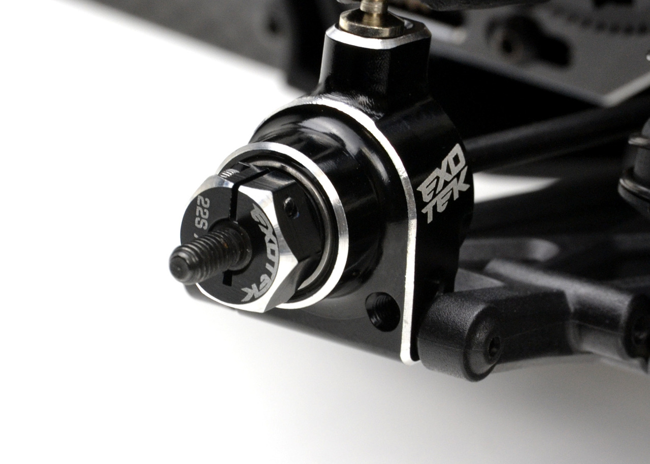 Exotek TLR 22 Drag Racing Wide Clamping Rear Hex - 8mm Black (2 Pack) For Street Eliminator Cars