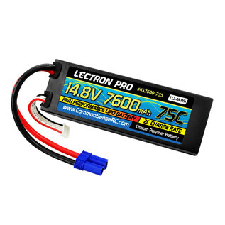Lectron Pro 4S7600-755  Lectron Pro 14.8V 7600mAh 75C Hard Case Lipo Battery with EC5 Connector
