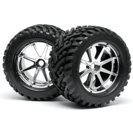 HPI HPI4727  Goliath Tires on Chrome Blast Wheels Savage X (2)
