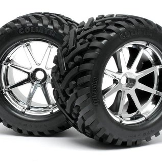HPI HPI4727  Goliath Tires on Chrome Blast Wheels Savage X (2)