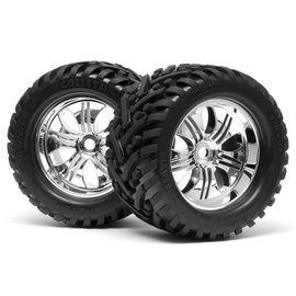HPI HPI4728  Goliath Tires on Chrome Tremor Wheels Savage X (2)
