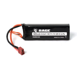 Rage R/C RGRB1235  11.1V 3S 1800mAh Lipo Battery w/ T-Plug: Black Marlin Brushless
