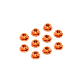 Xray XRA960241-O  4mm Orange Alum Flanged Serrated Wheel Nut (10)