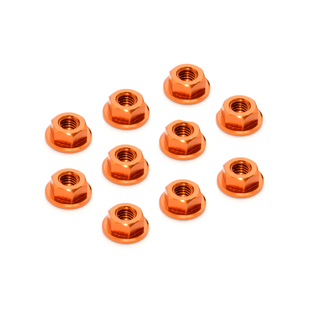 Xray XRA960241-O  4mm Orange Alum Flanged Serrated Wheel Nut (10)