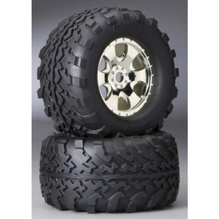 HPI HPI4709  GT2 Tire on Chrome Warlock Wheel (2)